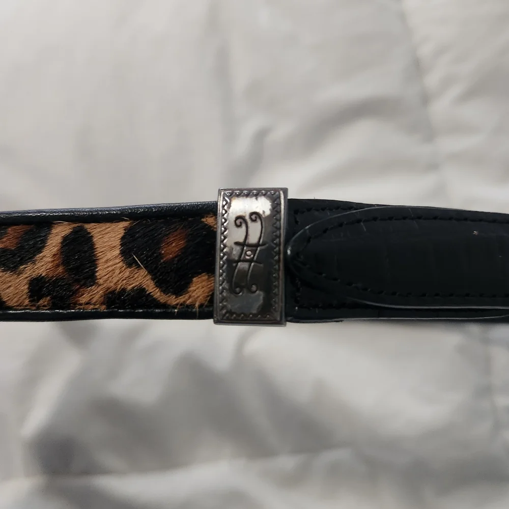 Brighton Animal Print Leather Belt in Brown, Black & White